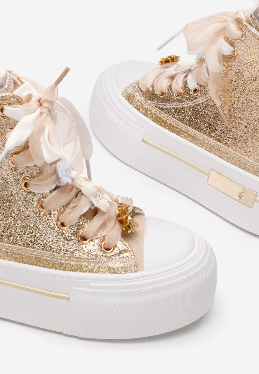 Γυναικεία sneakers αστραγάλο Ivonne χρυσο