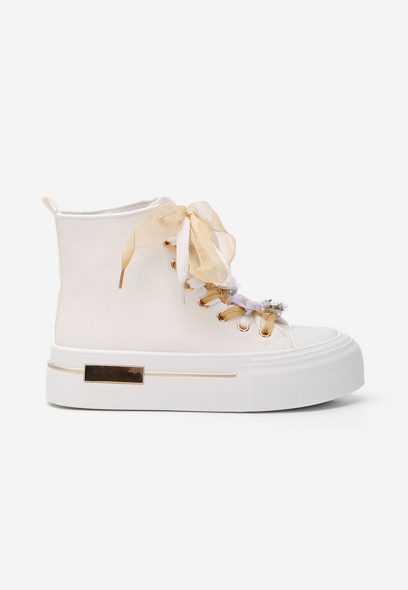 Γυναικεία sneakers αστραγάλο Ivonne λευκά