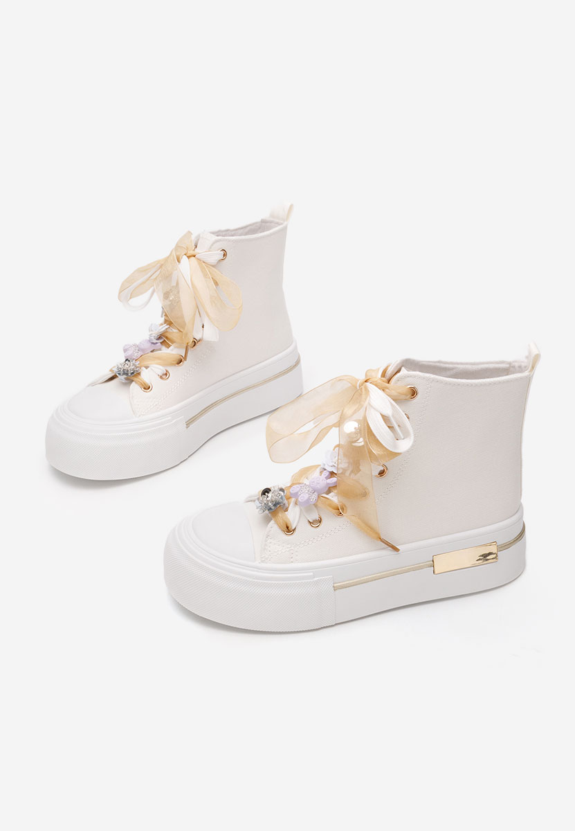 Γυναικεία sneakers αστραγάλο Ivonne λευκά