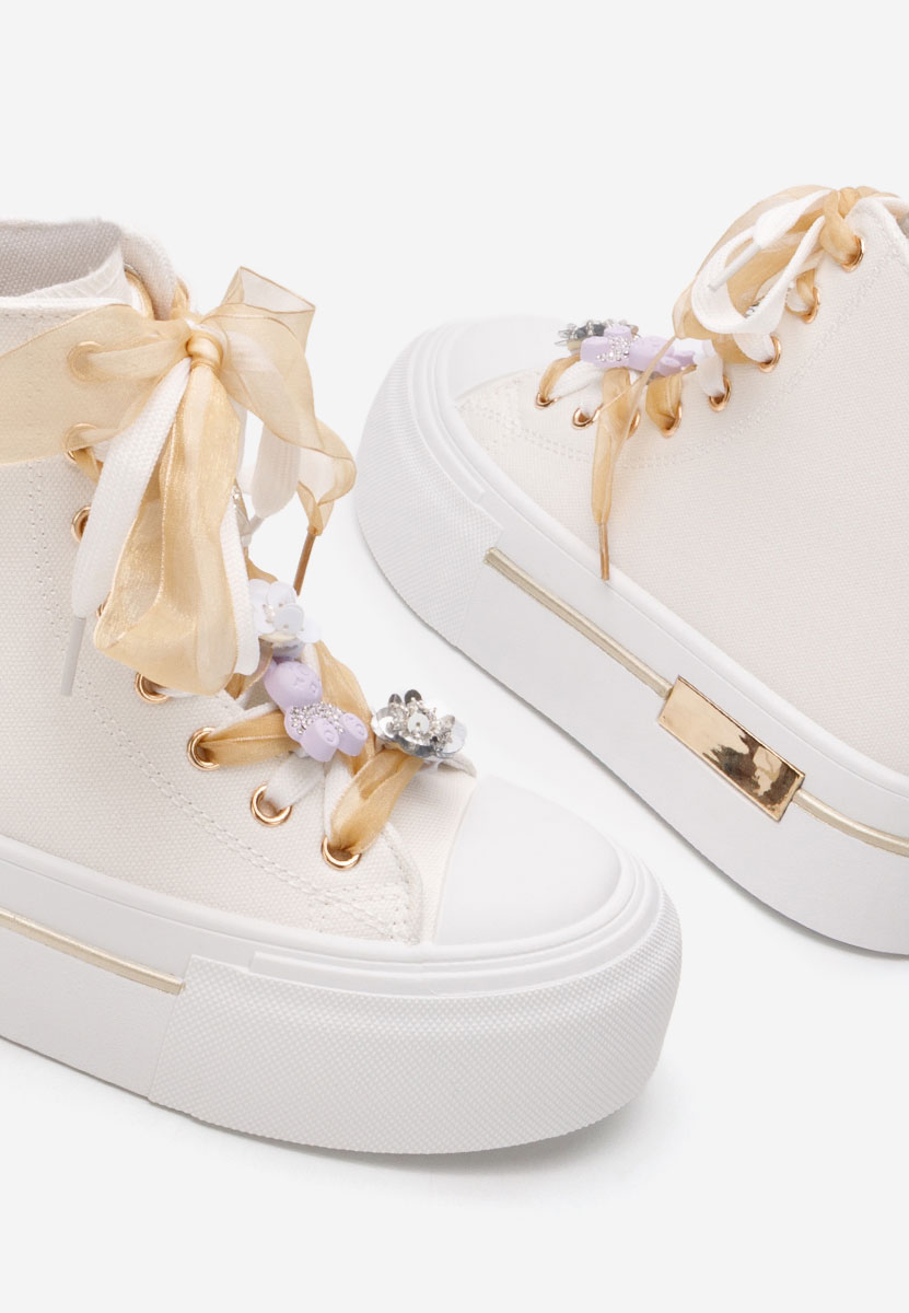 Γυναικεία sneakers αστραγάλο Ivonne λευκά