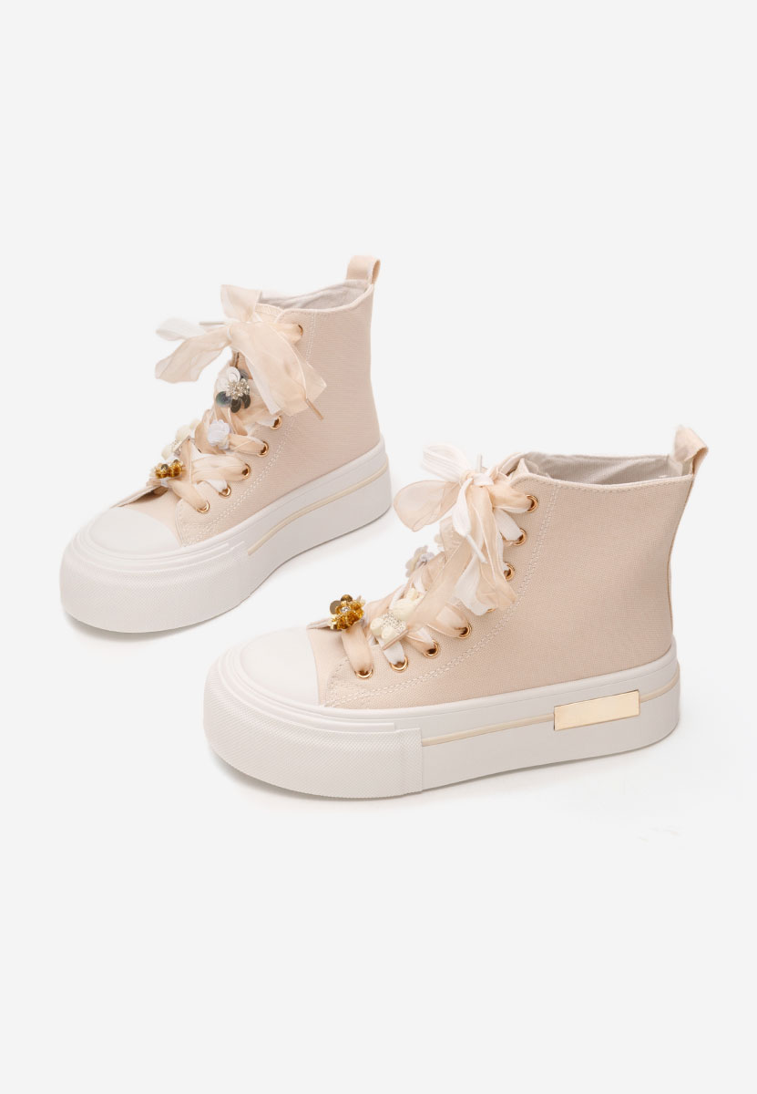 Γυναικεία sneakers αστραγάλο Ivonne μπεζ