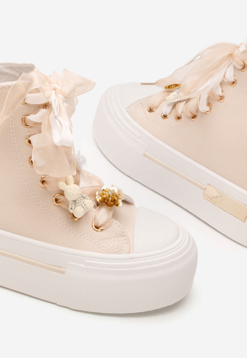 Γυναικεία sneakers αστραγάλο Ivonne μπεζ