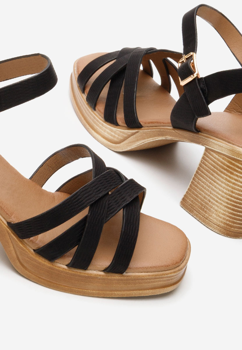 Πέδιλα με χοντρο τακουνι Melonisa Μαύρα