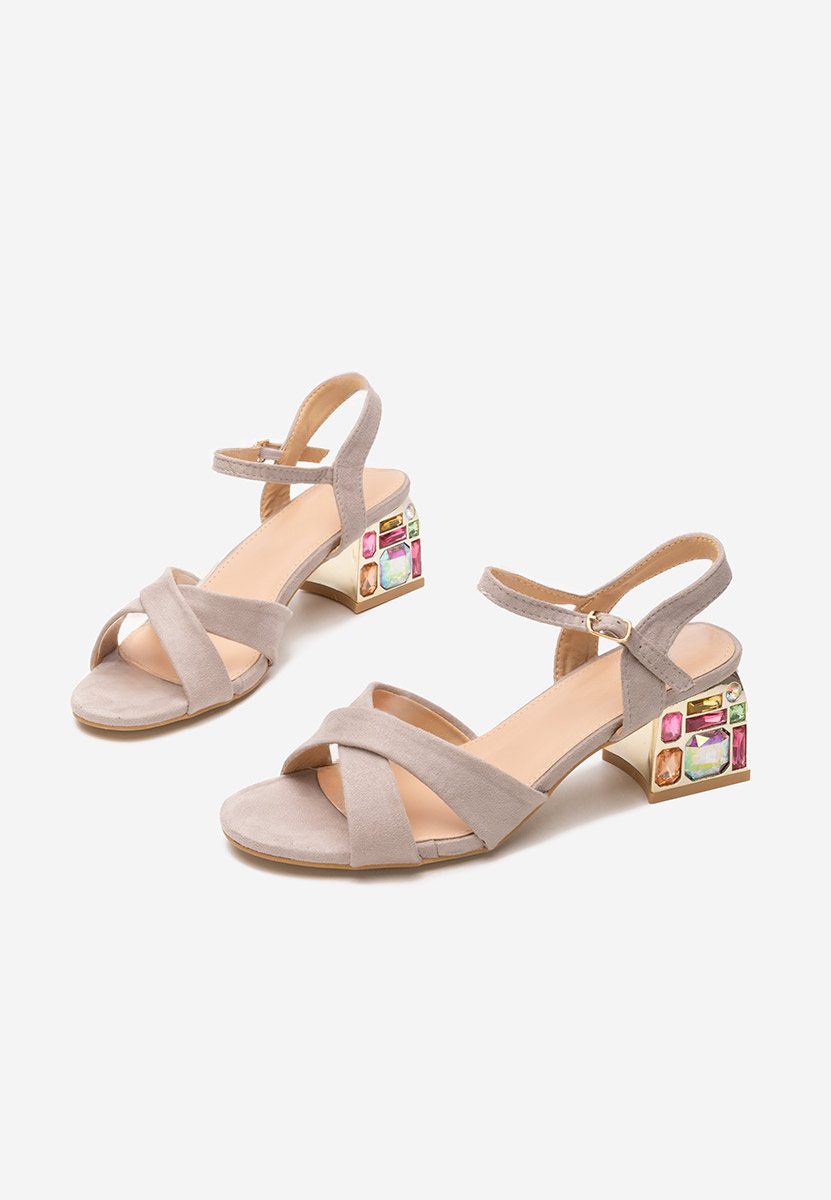 Πέδιλα με χοντρο τακουνι Susia γκρι