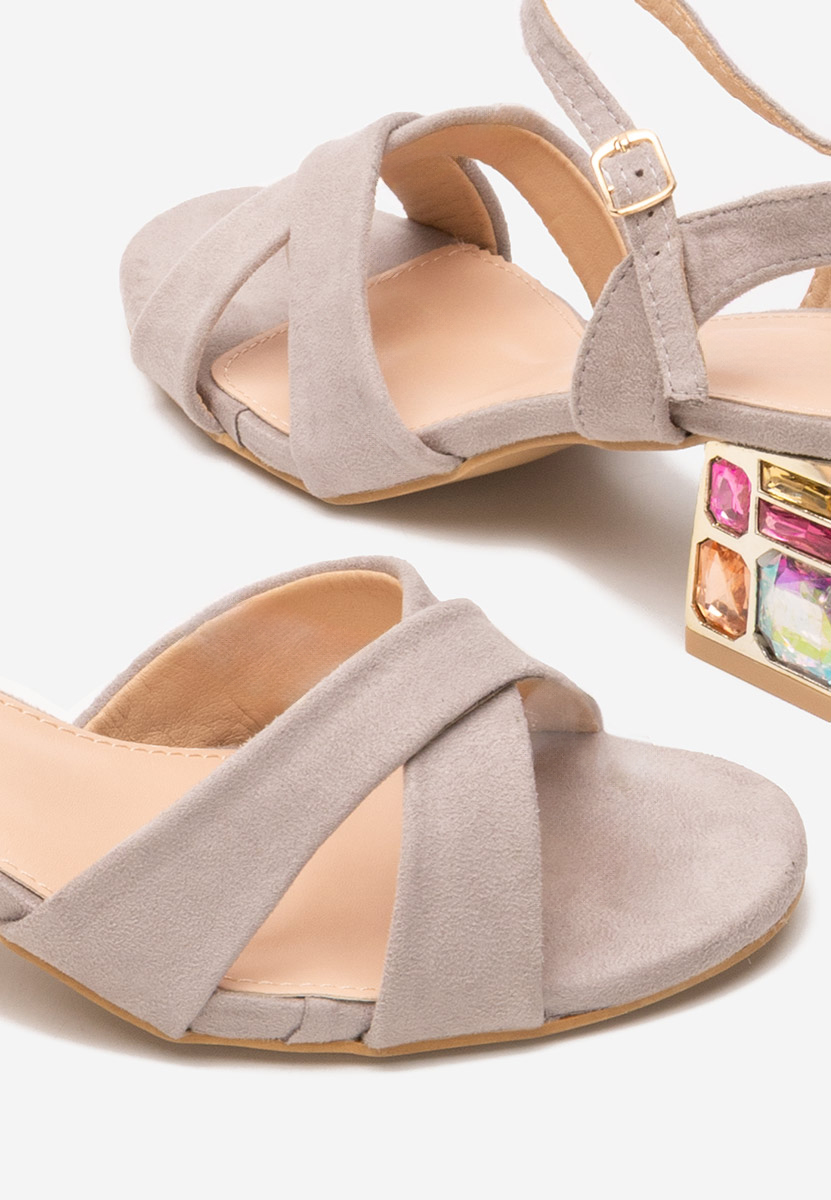 Πέδιλα με χοντρο τακουνι Susia γκρι