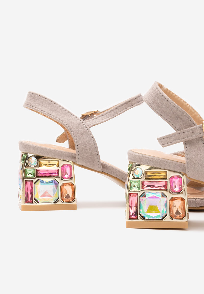 Πέδιλα με χοντρο τακουνι Susia γκρι