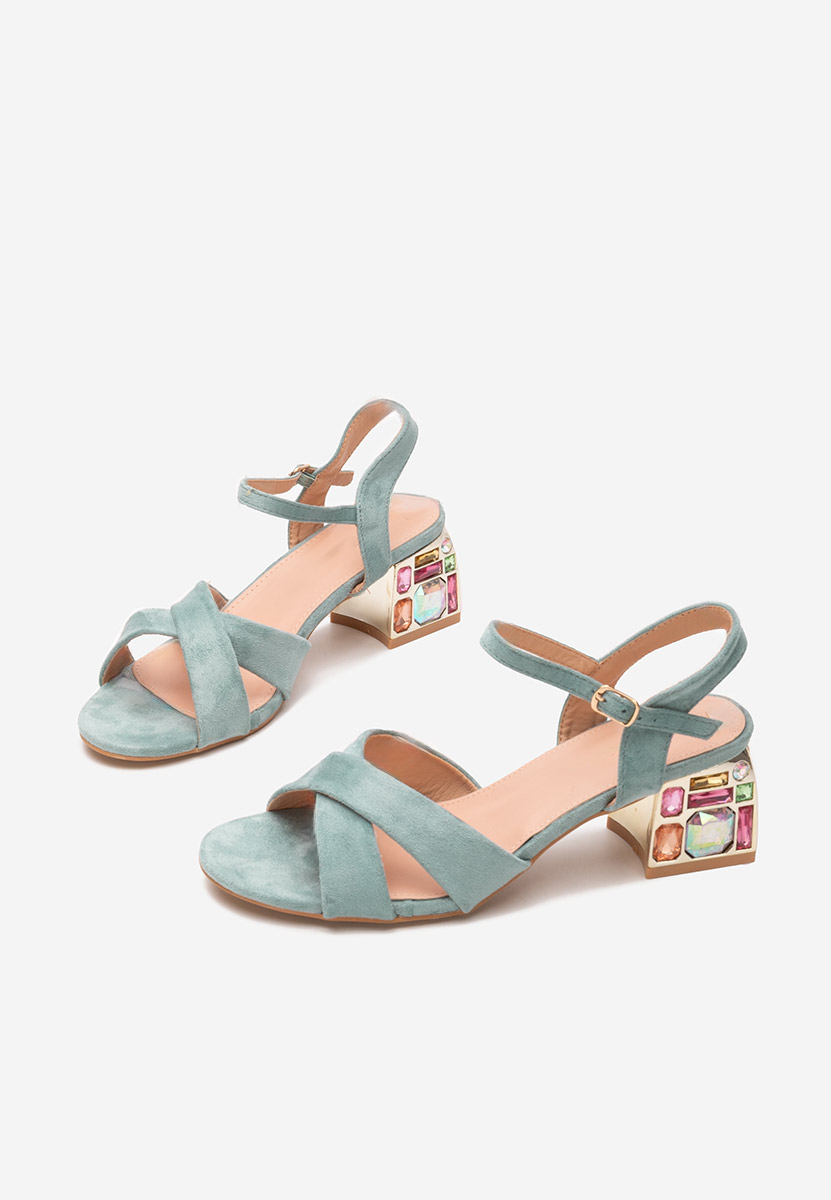 Πέδιλα με χοντρο τακουνι Susia τυρκουαζ