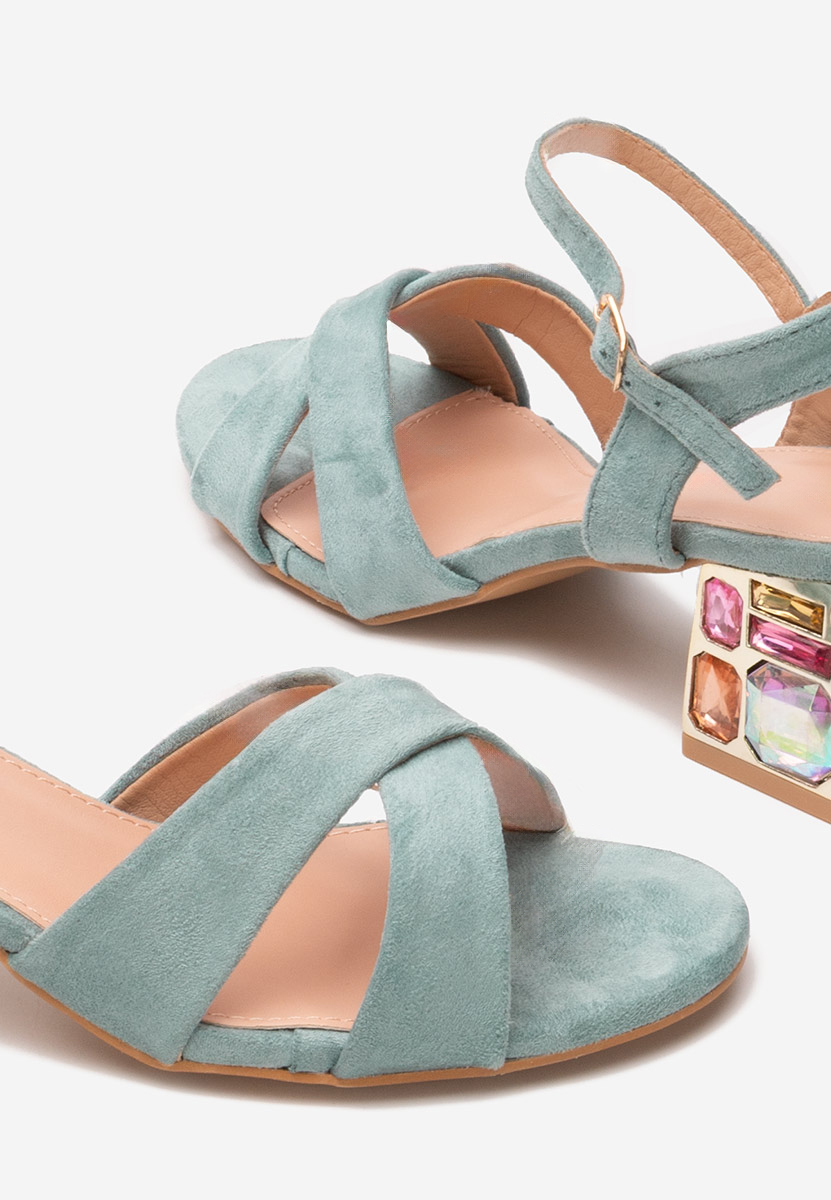 Πέδιλα με χοντρο τακουνι Susia τυρκουαζ