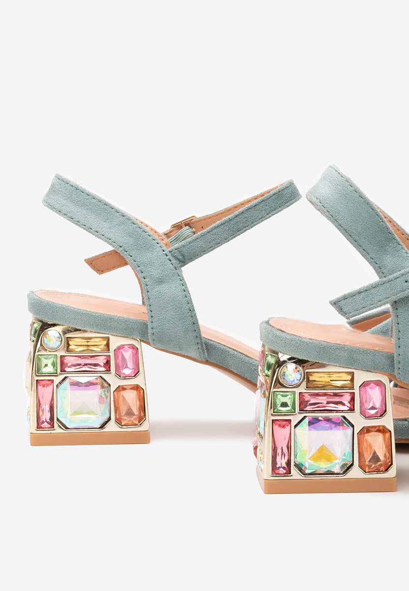 Πέδιλα με χοντρο τακουνι Susia τυρκουαζ