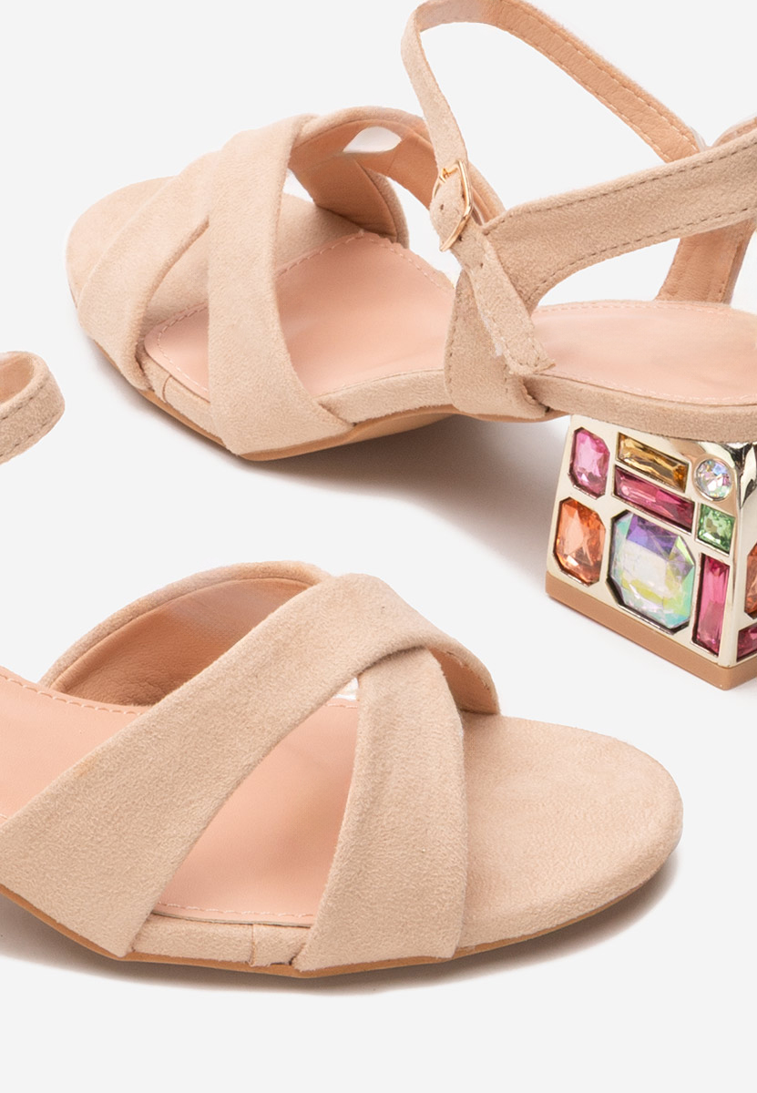 Πέδιλα με χοντρο τακουνι Susia μπεζ