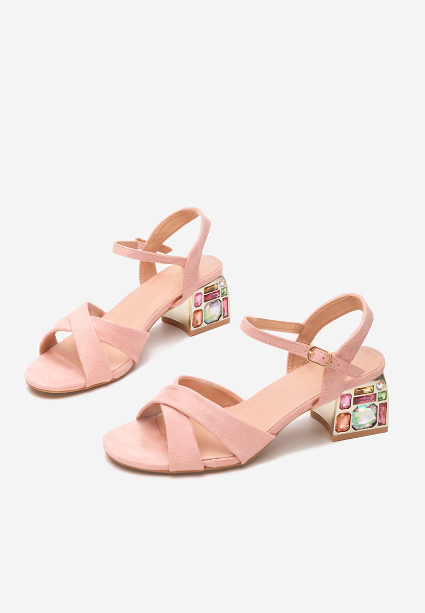 Πέδιλα με χοντρο τακουνι Susia ροζ