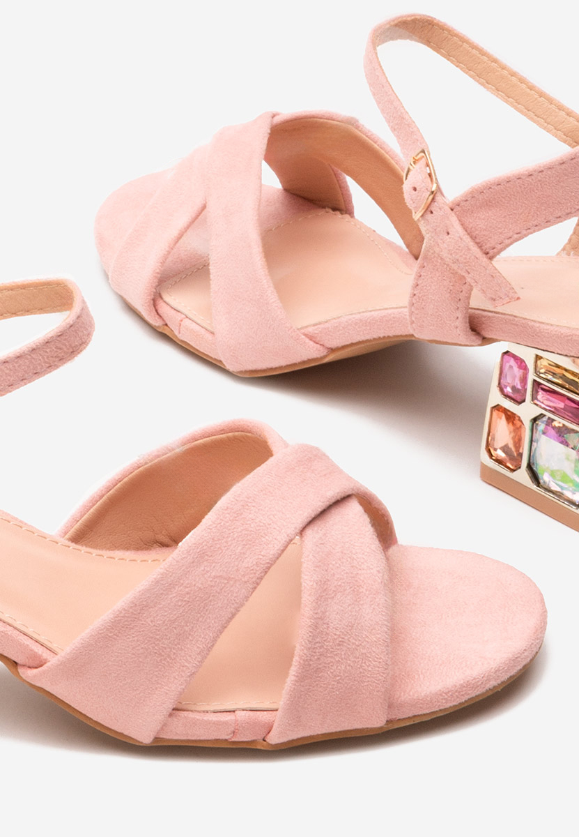 Πέδιλα με χοντρο τακουνι Susia ροζ