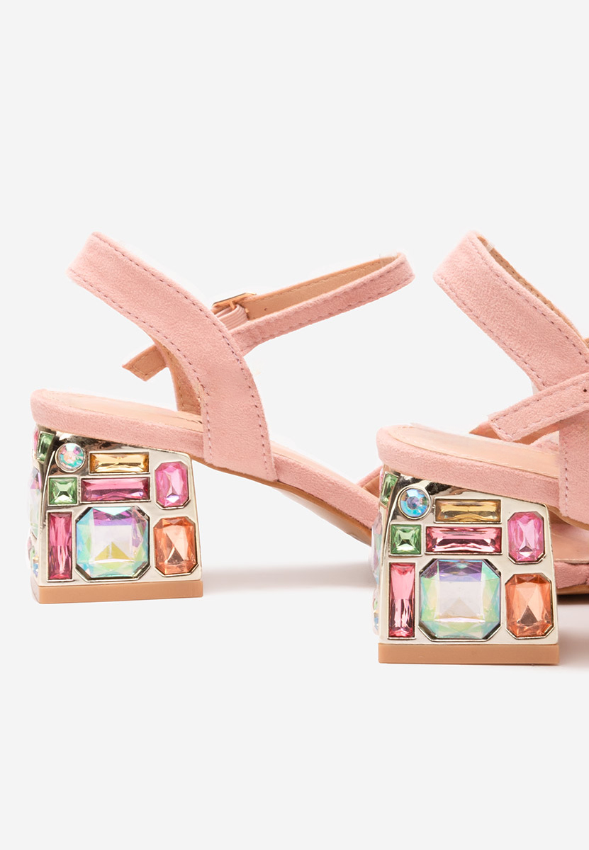 Πέδιλα με χοντρο τακουνι Susia ροζ