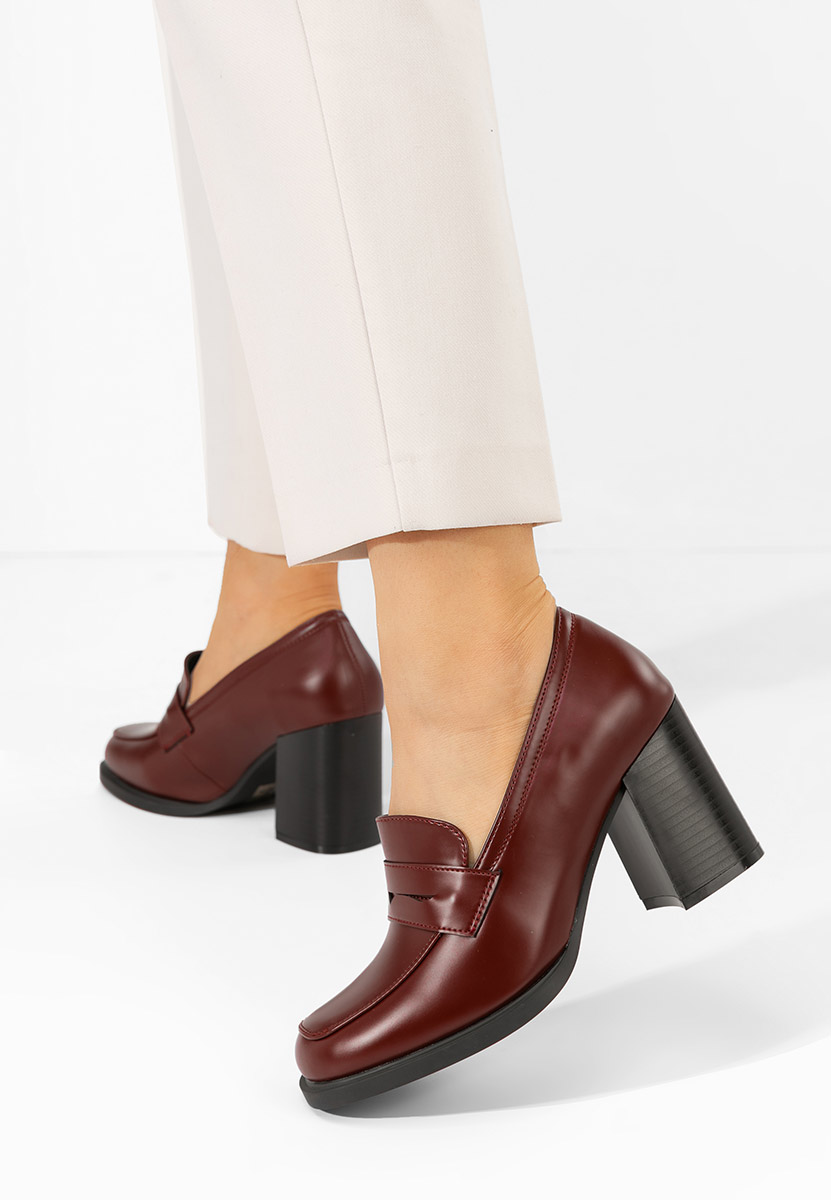 Loafers γυναικεια με τακουνι Odesia V3 μπορντό