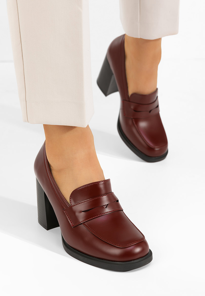 Loafers γυναικεια με τακουνι Odesia V3 μπορντό
