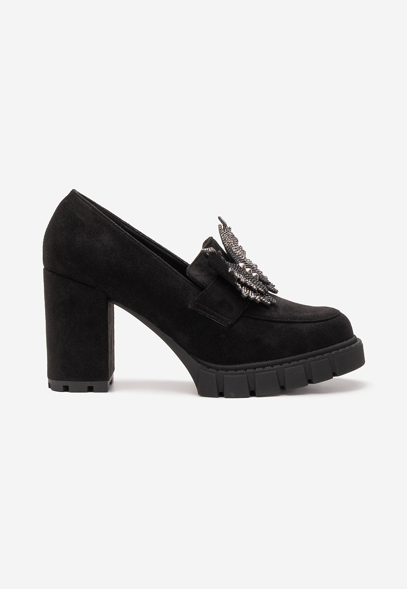 Loafers γυναικεια με τακουνι Alishia V2 μαύρα