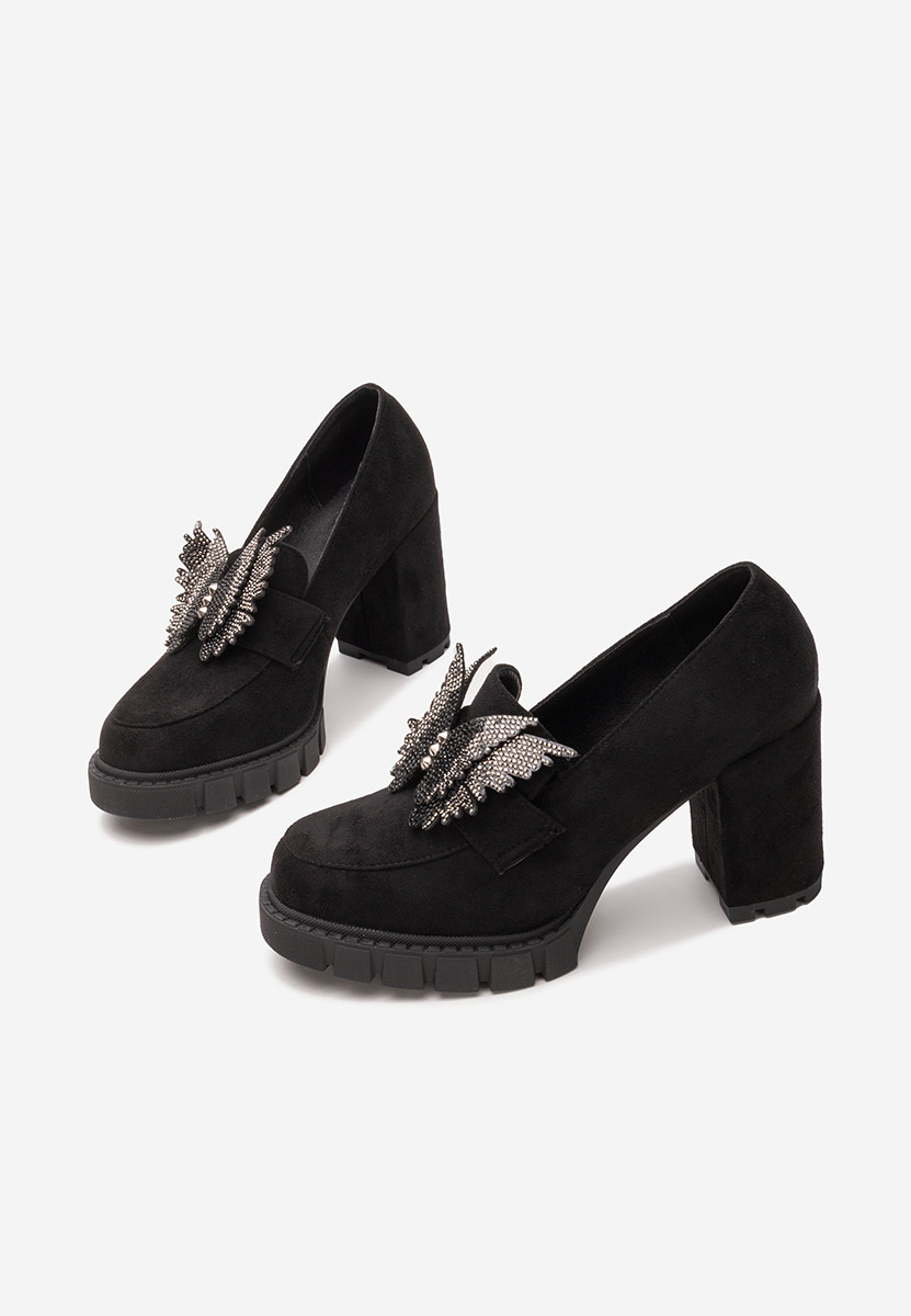 Loafers γυναικεια με τακουνι Alishia V2 μαύρα