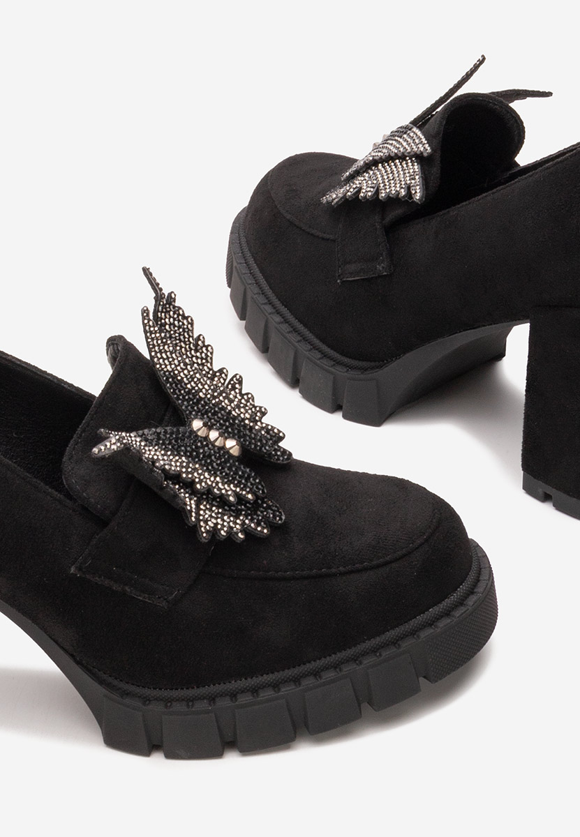 Loafers γυναικεια με τακουνι Alishia V2 μαύρα