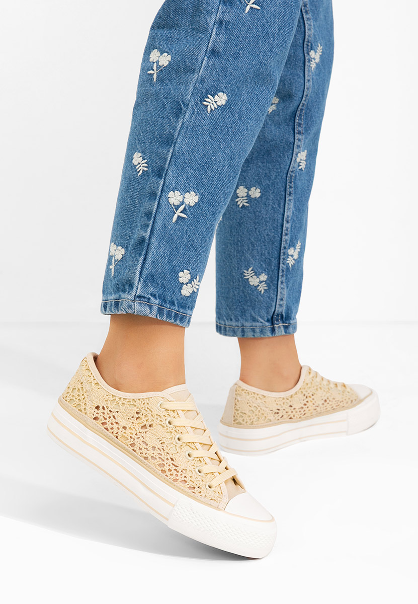 Γυναικεία sneakers Mylanca μπεζ