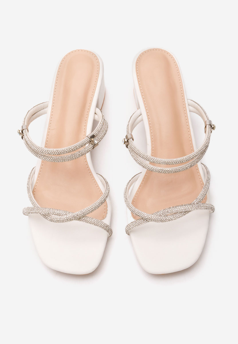 Mules με χοντρο τακουνι Nalys λευκά