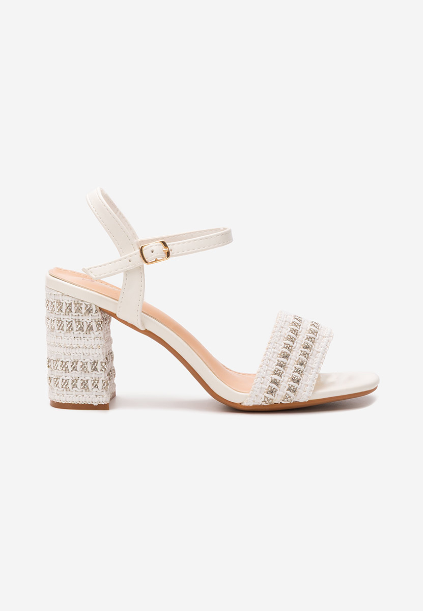 Πέδιλα με χοντρο τακουνι Marsela λευκά