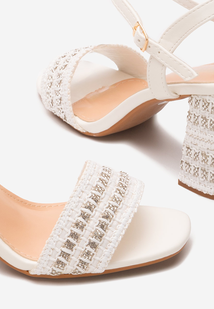 Πέδιλα με χοντρο τακουνι Marsela λευκά