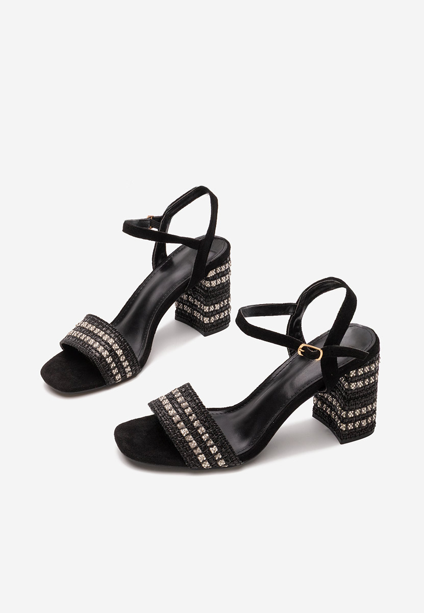 Πέδιλα με χοντρο τακουνι Marsela Μαύρα