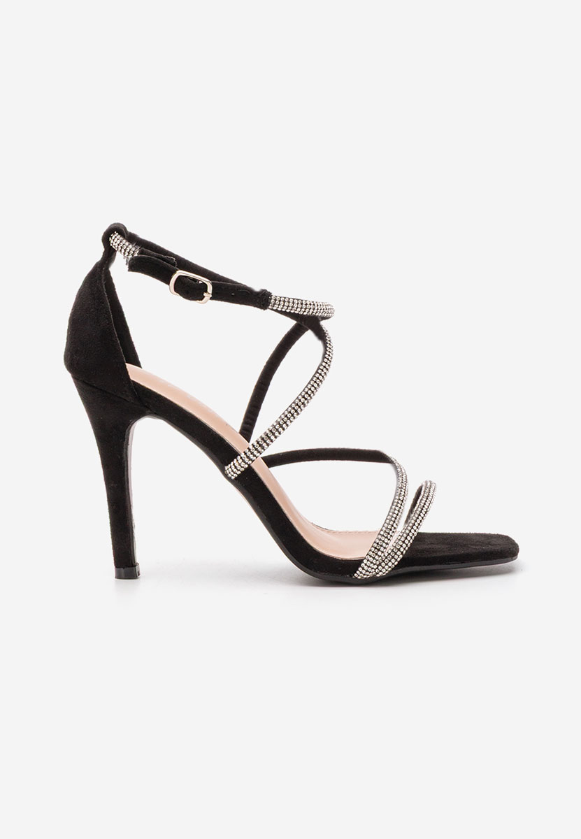 Πέδιλα με λεπτό τακούνι Stephany Μαύρα