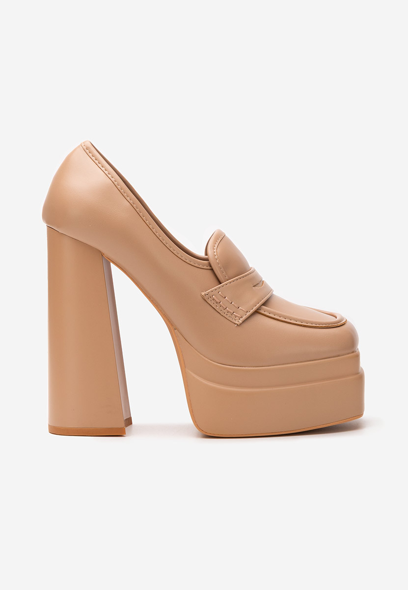 Μοκασίνια με πλατφόρμα Dieppa μπεζ