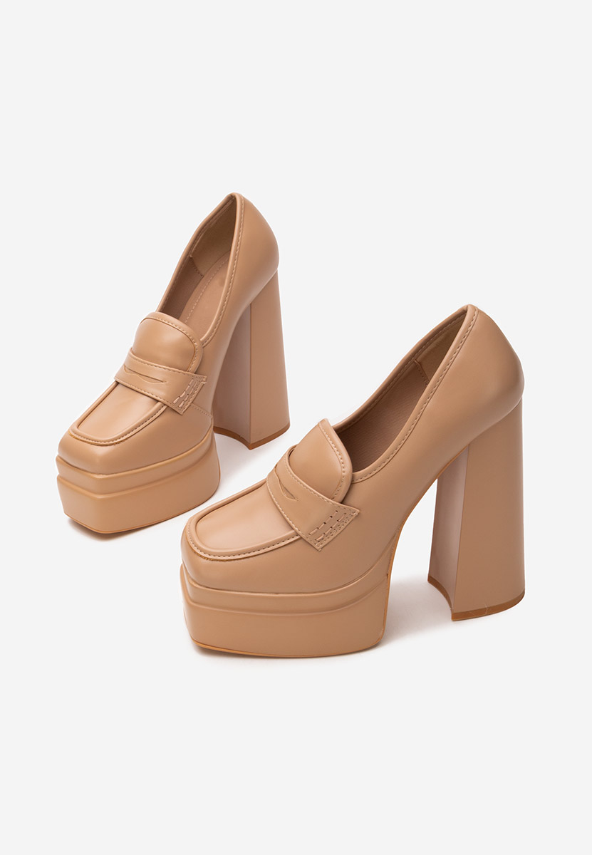 Μοκασίνια με πλατφόρμα Dieppa μπεζ