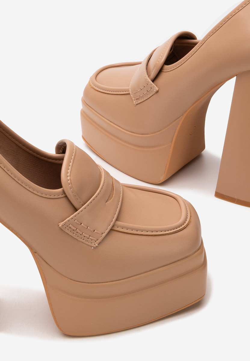 Μοκασίνια με πλατφόρμα Dieppa μπεζ