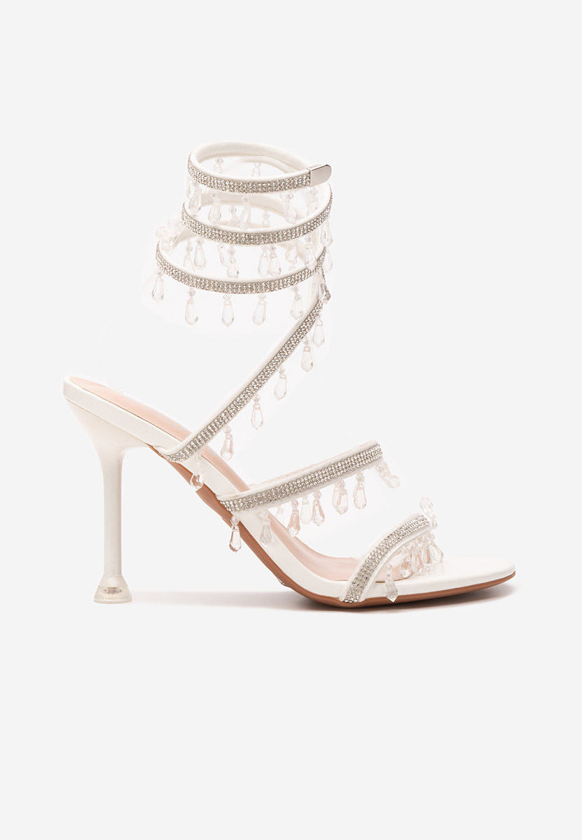 Πέδιλα με λεπτό τακούνι Calisa λευκά