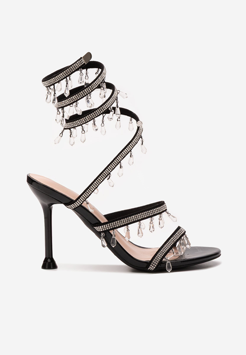 Πέδιλα με λεπτό τακούνι Calisa Μαύρα