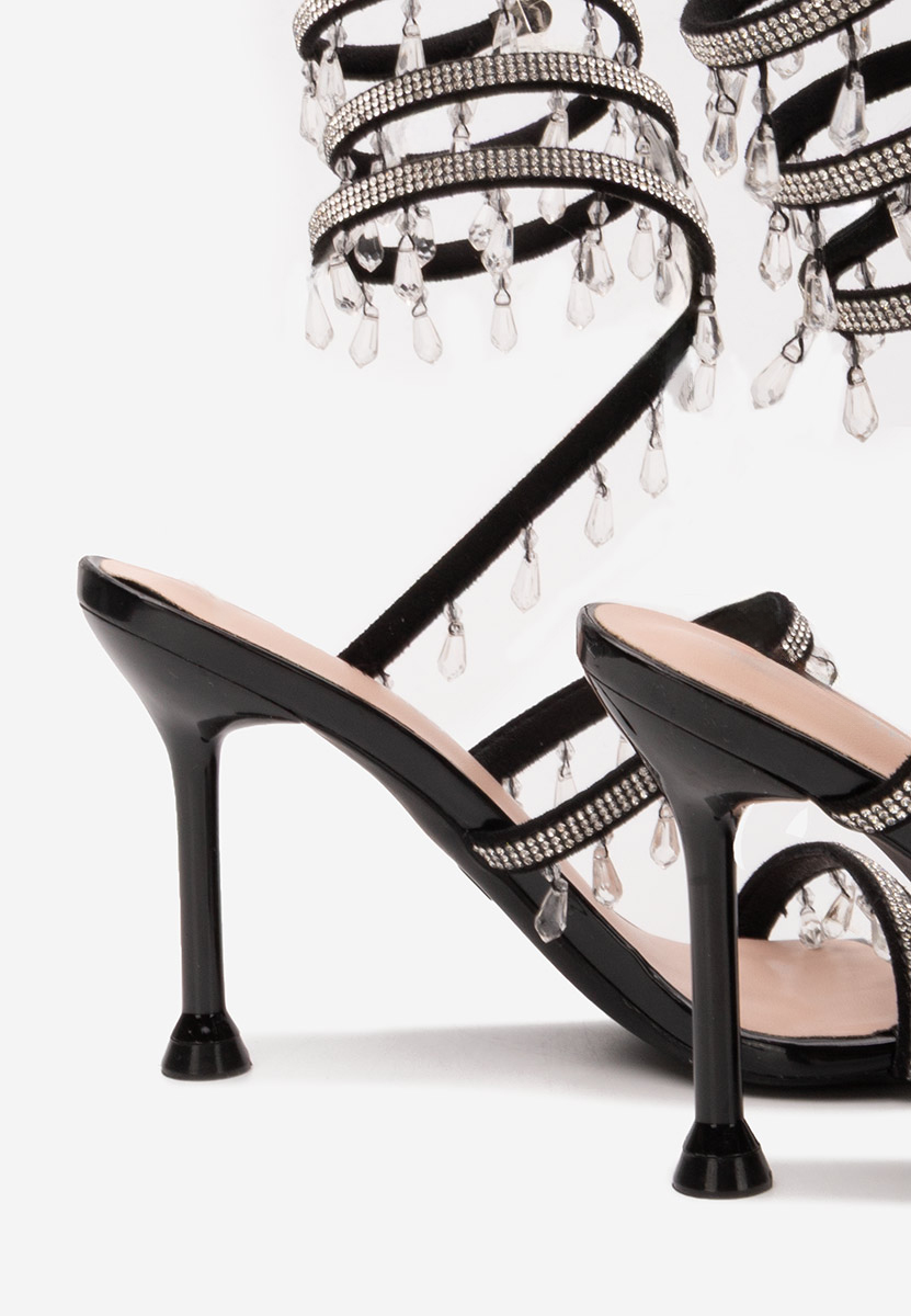 Πέδιλα με λεπτό τακούνι Calisa Μαύρα