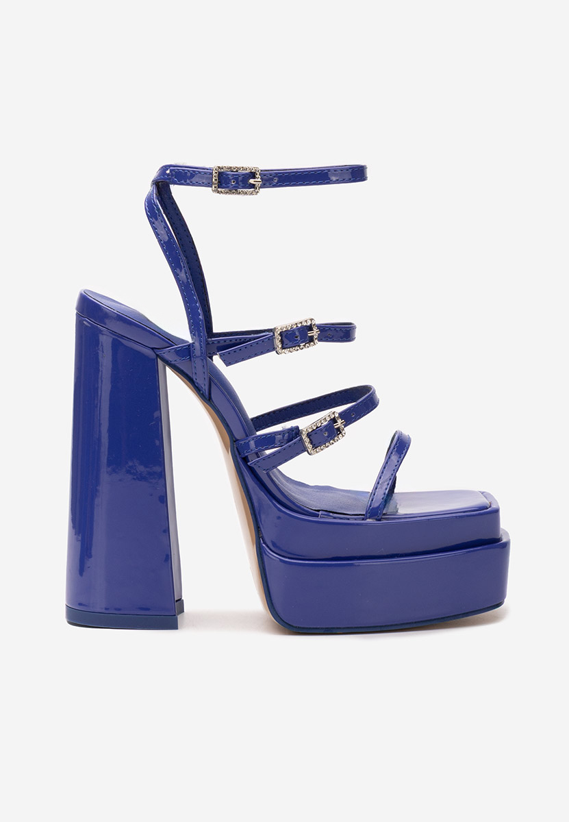 Πέδιλα με χοντρο τακουνι Dira μπλε