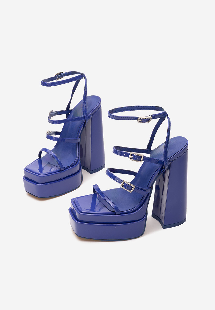 Πέδιλα με χοντρο τακουνι Dira μπλε