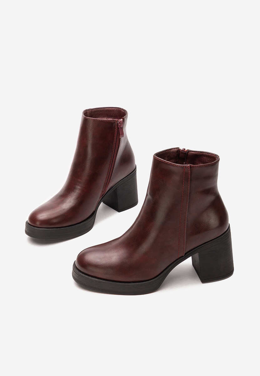 Μποτάκια με χοντρό τακούνι Denisia bordo