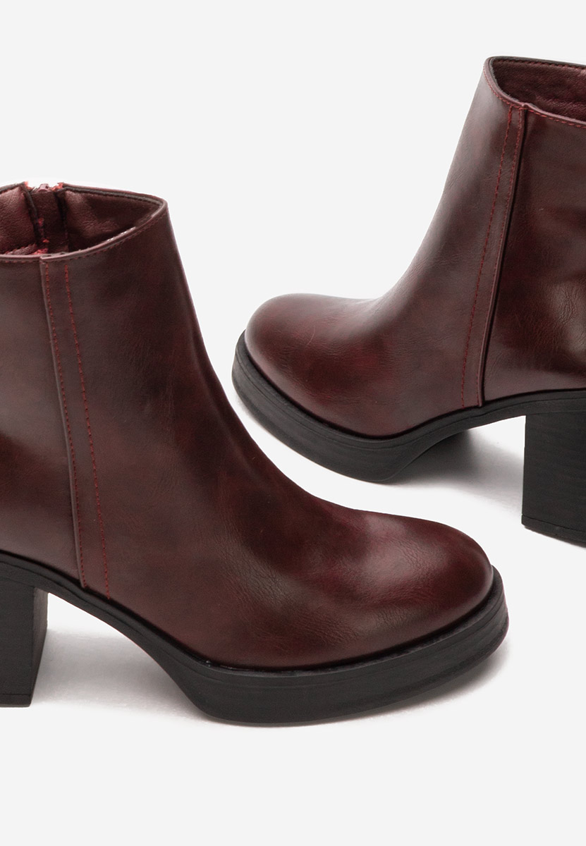 Μποτάκια με χοντρό τακούνι Denisia bordo