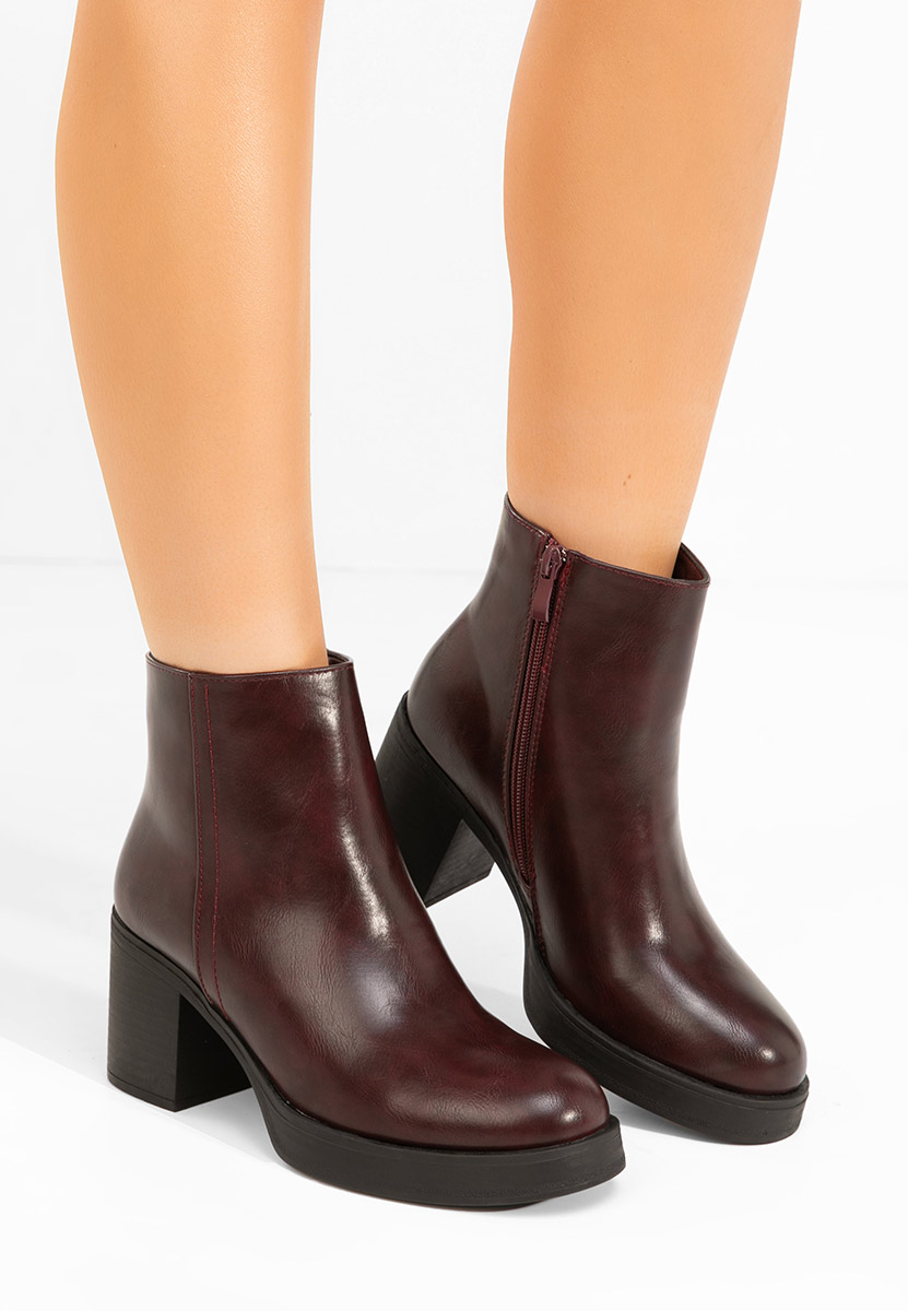 Μποτάκια με χοντρό τακούνι Denisia bordo