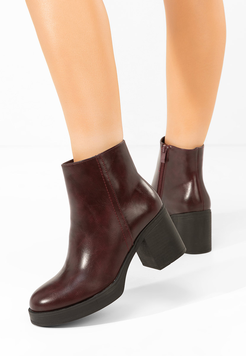 Μποτάκια με χοντρό τακούνι Denisia bordo
