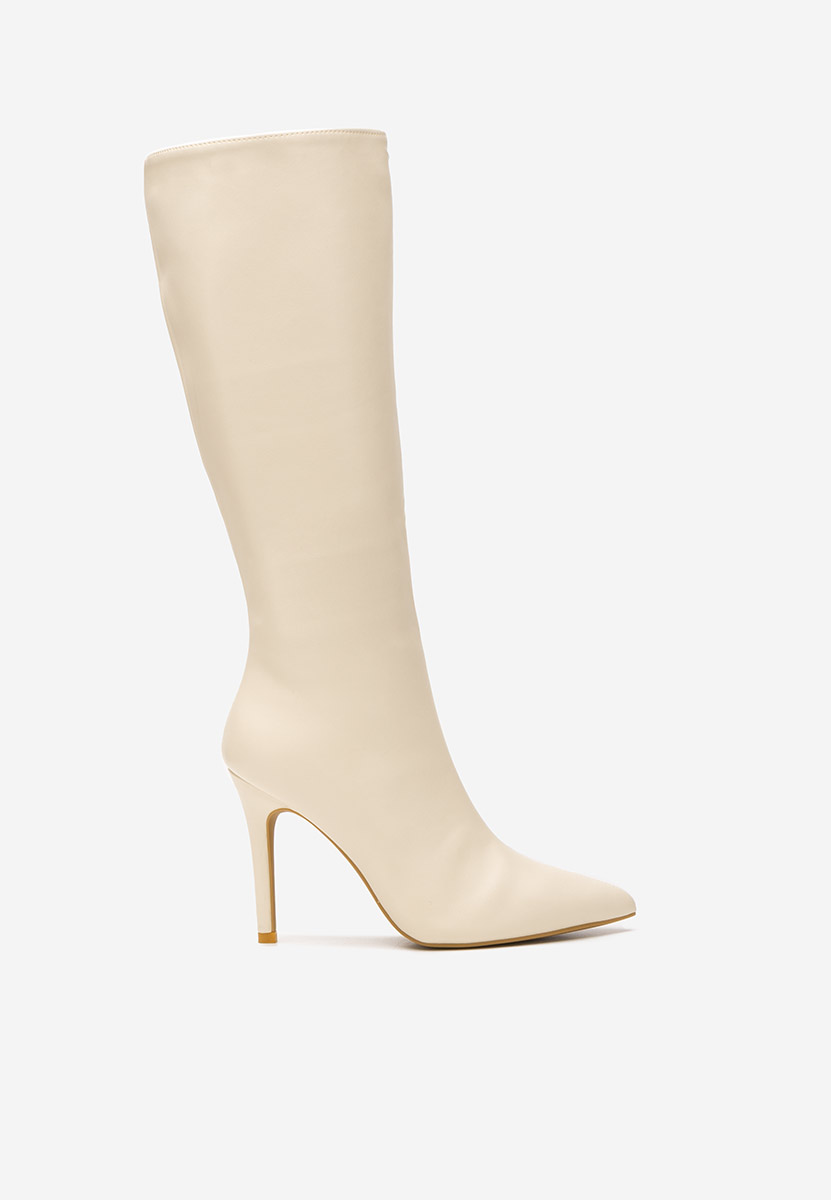 Μπότες με λεπτό τακούνι Kiva μπεζ