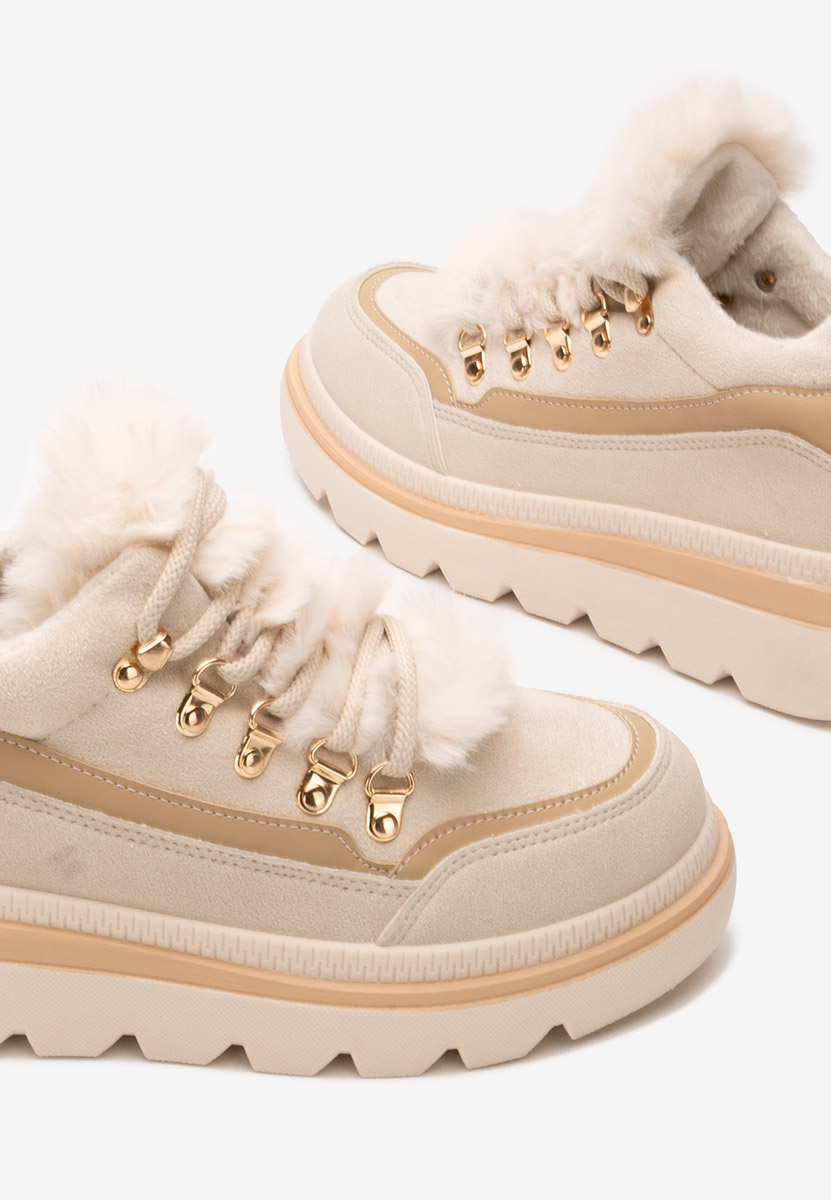 Χειμερινά sneakers γυναικεια Clavira μπεζ