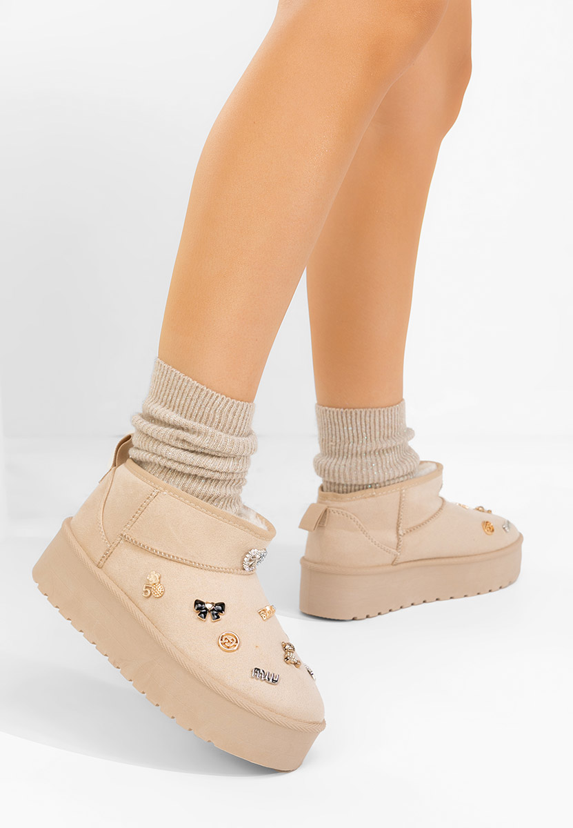 Μπότες τύπου UGG με πλατφόρμα Celinea μπεζ