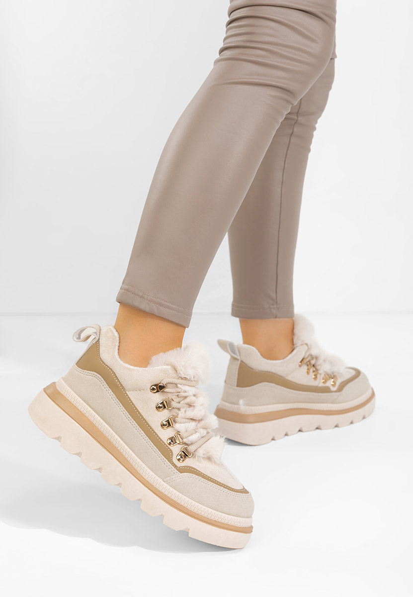 Χειμερινά sneakers γυναικεια Clavira μπεζ