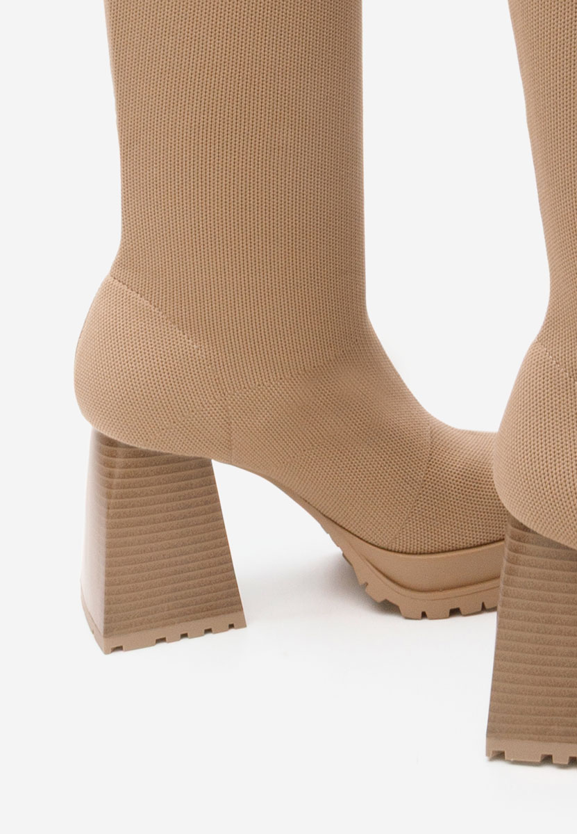 Ψηλές μπότες με χοντρό τακούνι Zalea χακι