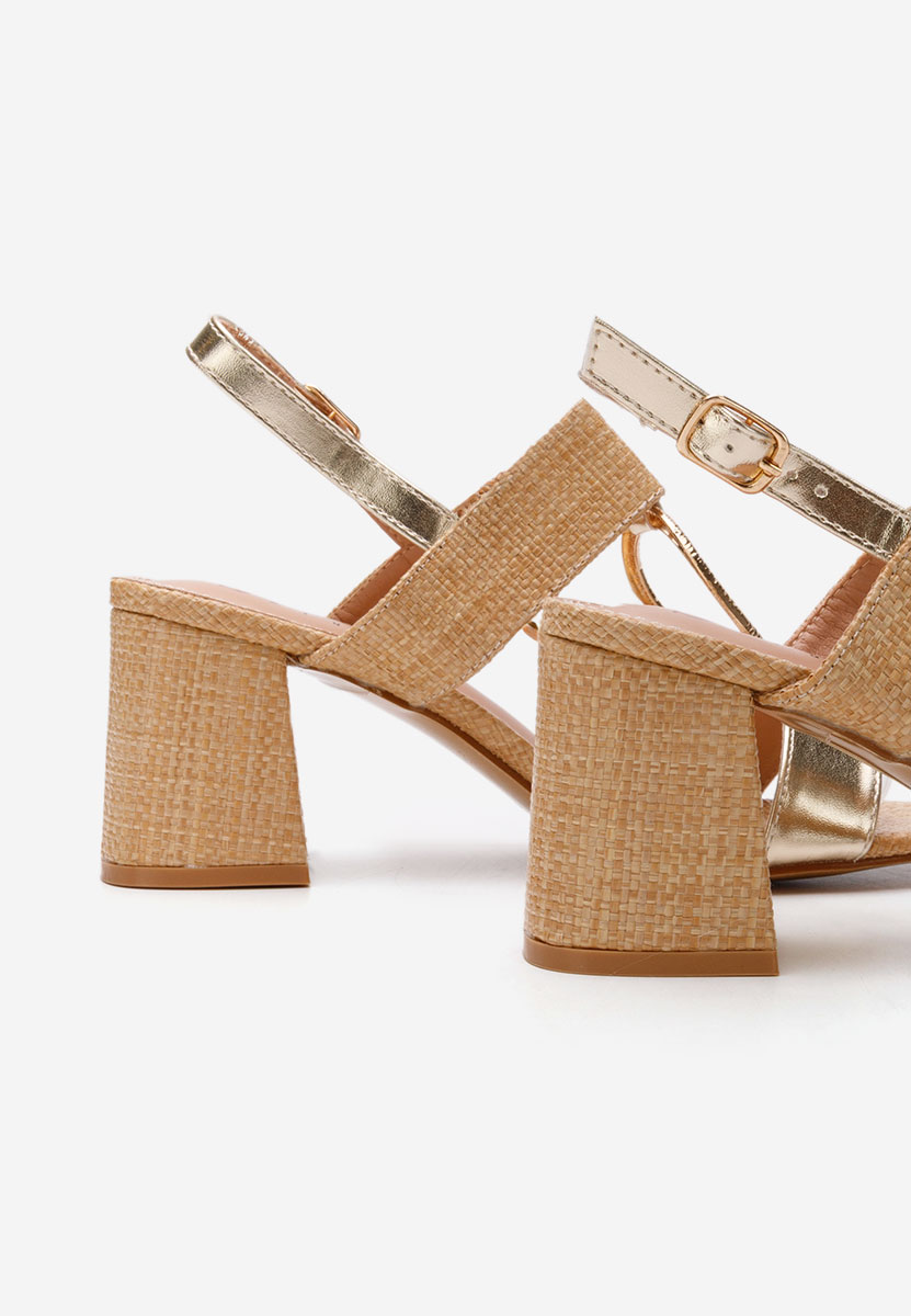 Πέδιλα με χοντρο τακουνι Annyta χρυσα