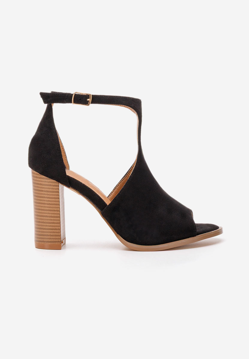 Πέδιλα με χοντρο τακουνι Jolanda Μαύρα