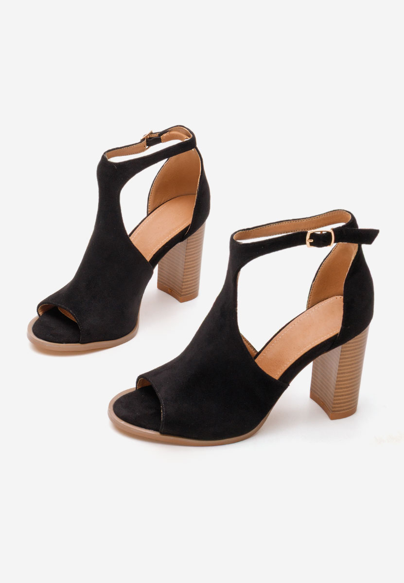 Πέδιλα με χοντρο τακουνι Jolanda Μαύρα