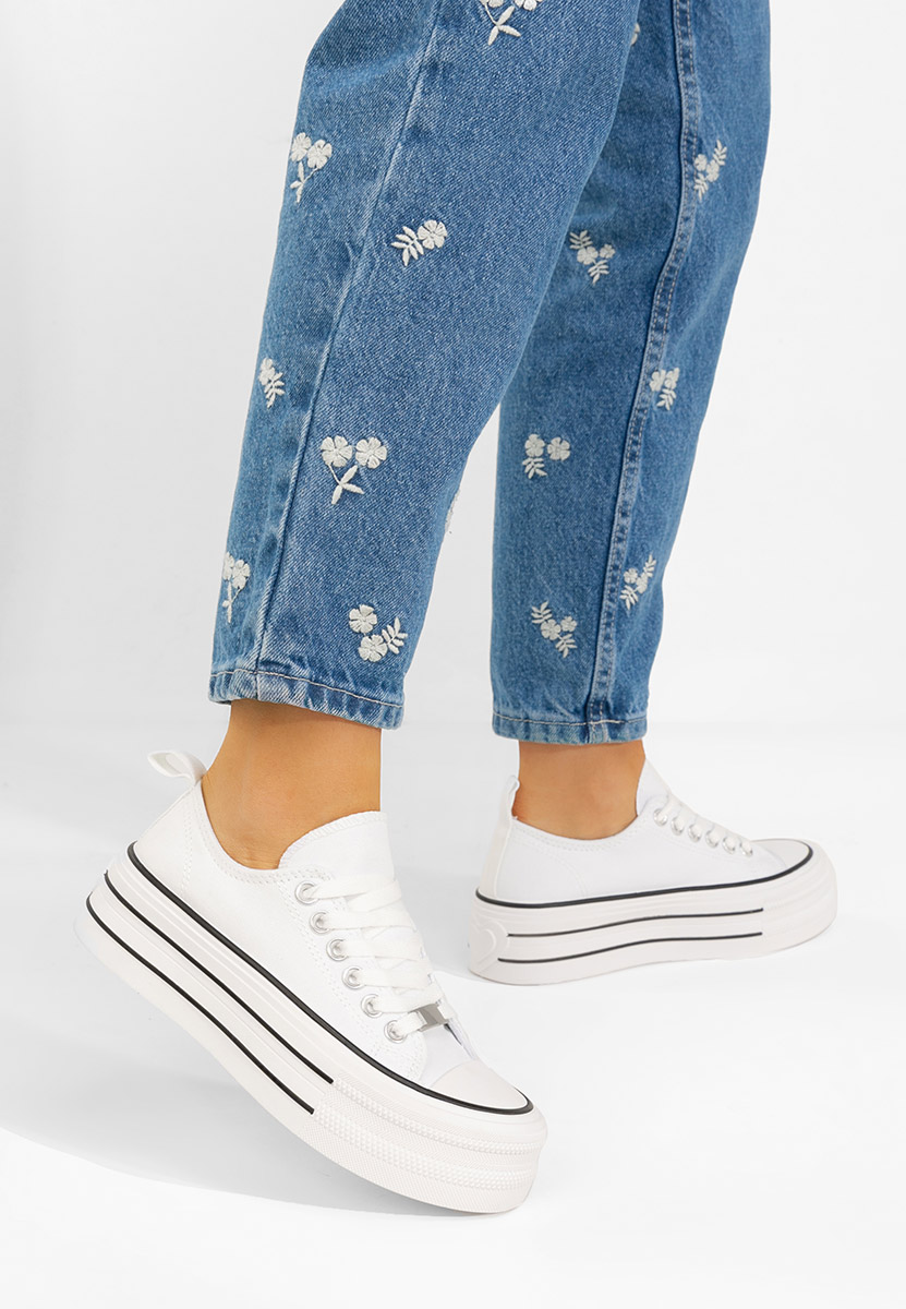 Γυναικεία πανινα πλατφόρμες Kimala λευκά Γυναικεία πανινα πλατφόρμες Kimala λευκά