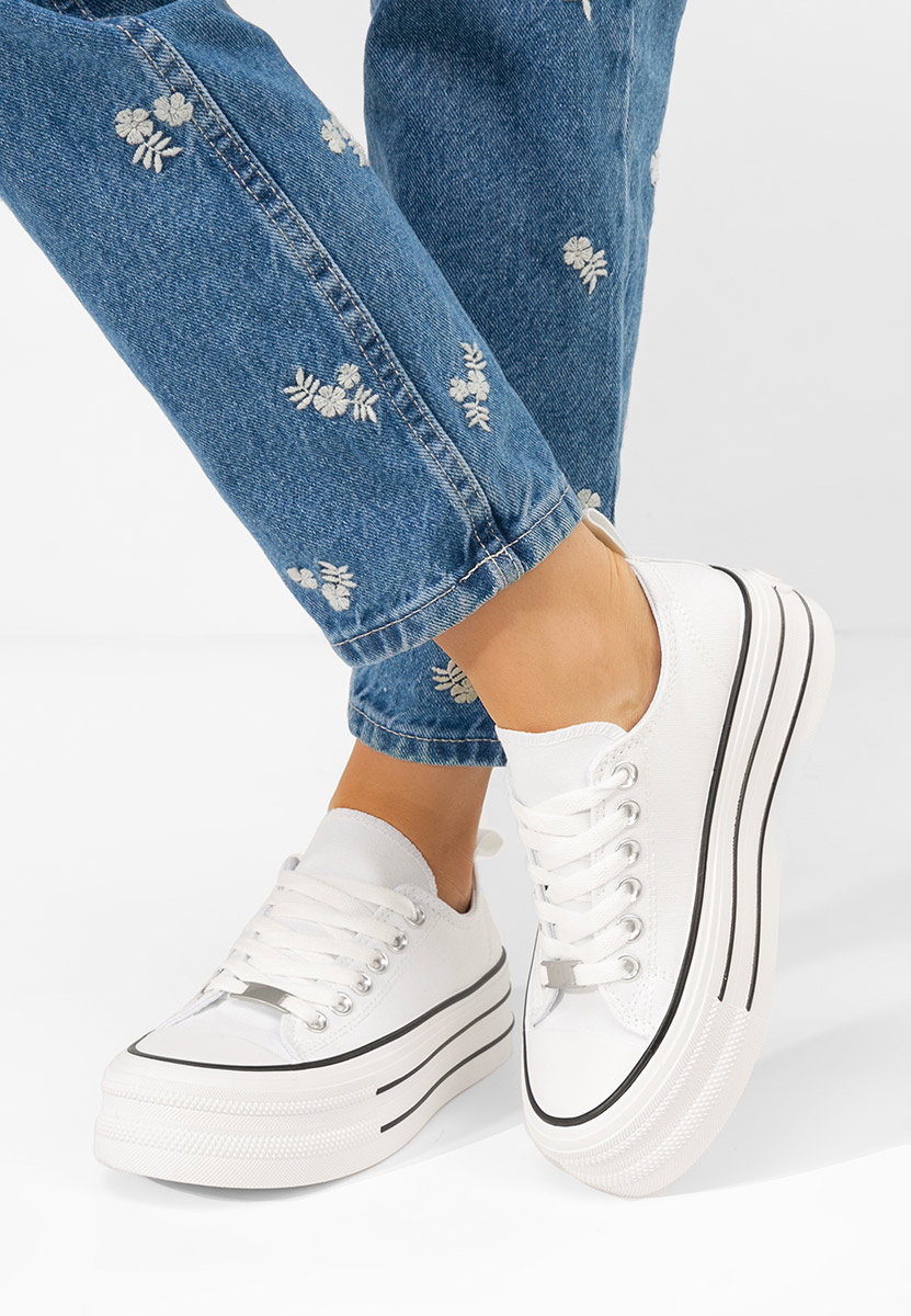 Γυναικεία πανινα πλατφόρμες Kimala λευκά Γυναικεία πανινα πλατφόρμες Kimala λευκά